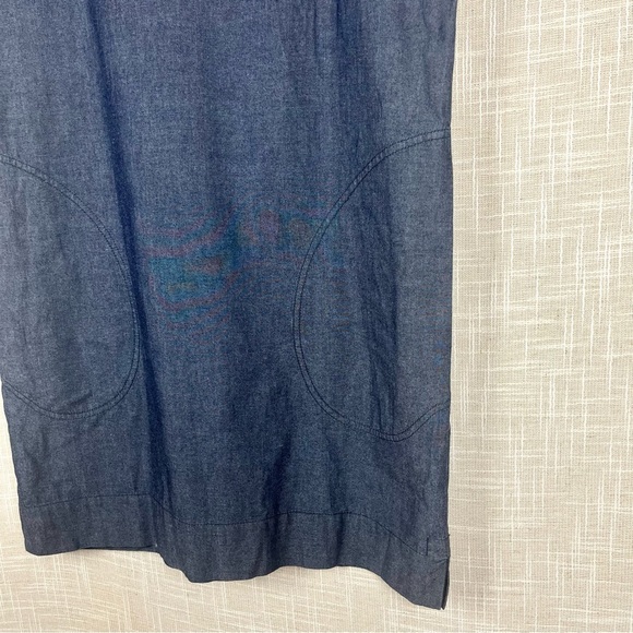 ATM Anthony Thomas Melillo Chambray Short Sleeve Split Neck Shift Dress - Picture 4 of 6